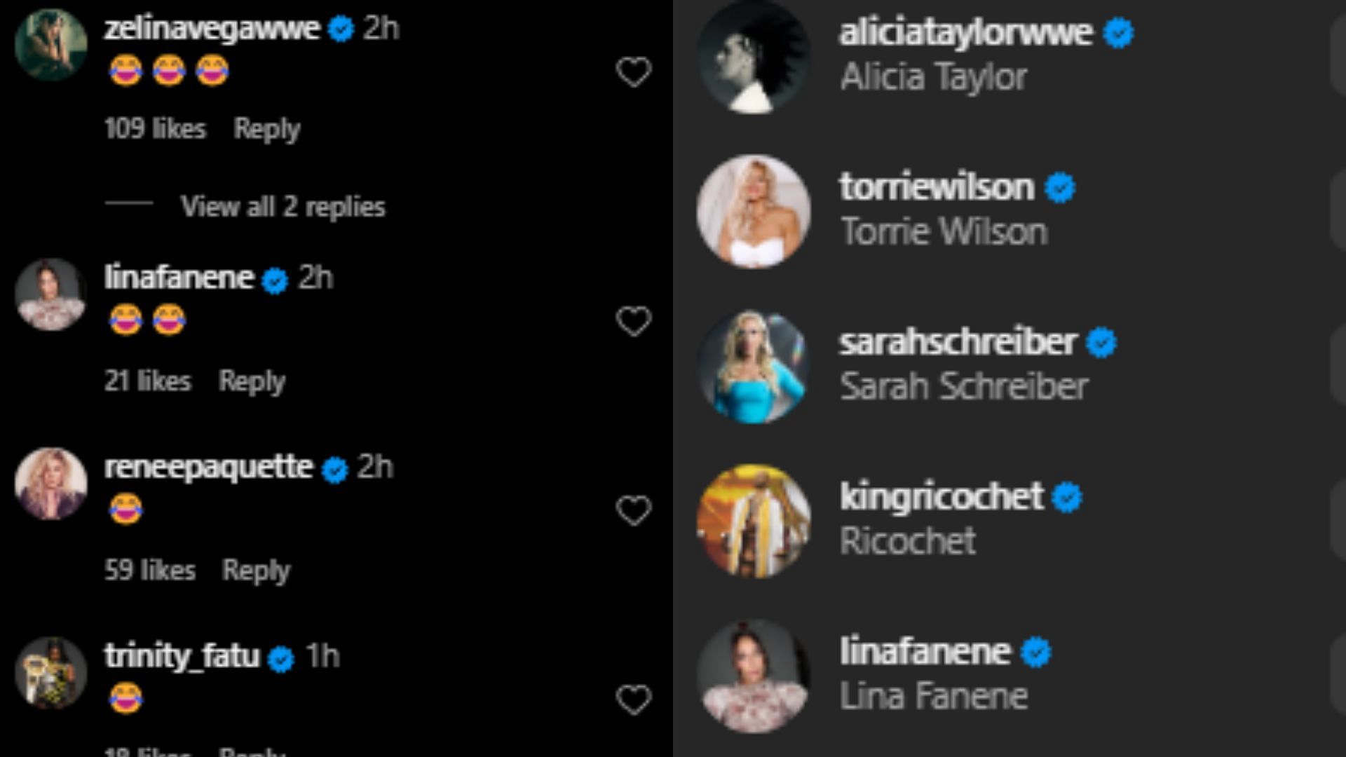 Nia Jax, Naomi, and others all reacted (Credit: Instagram)